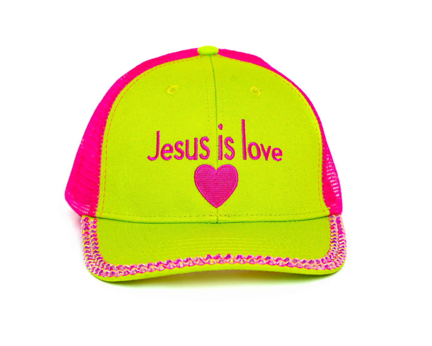 Jesus is love rhinestone hat