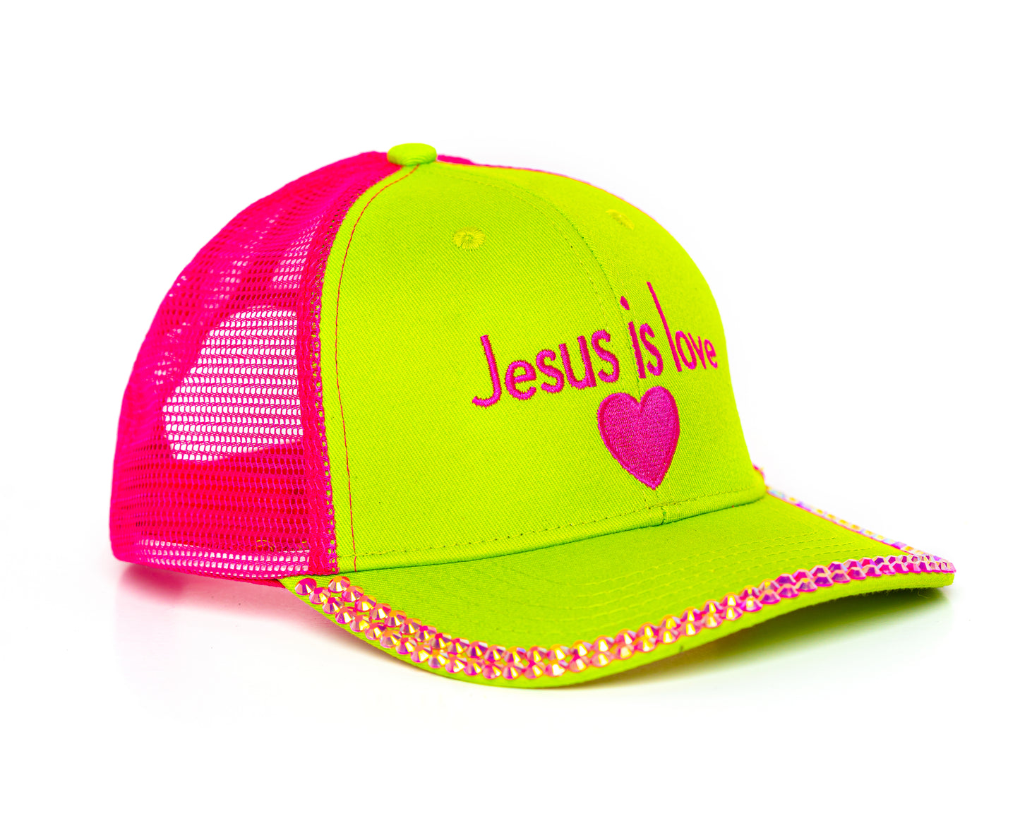Jesus is love rhinestone hat